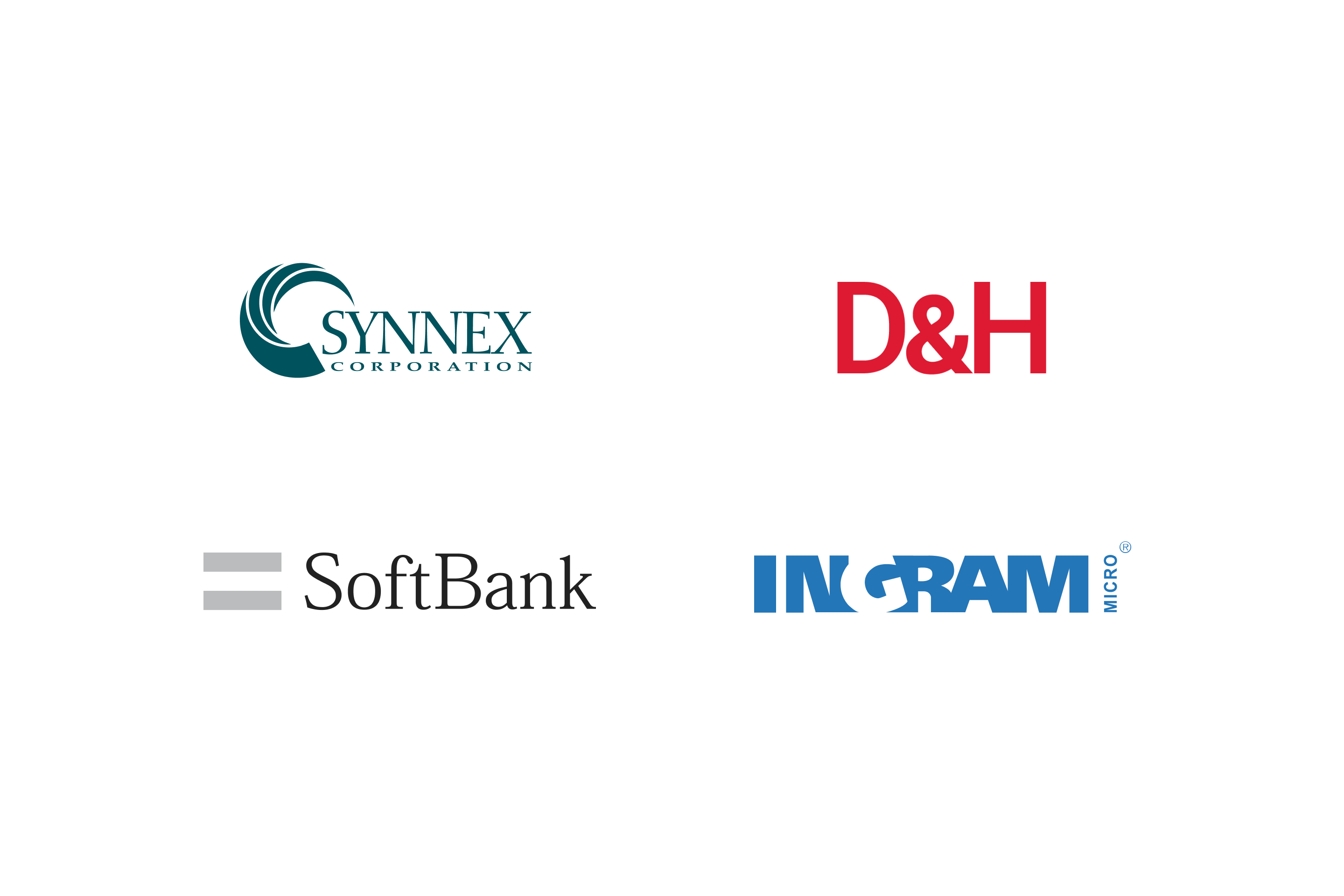 Логотип Synnex Corporation, логотип D&amp;H, логотип SoftBank, логотип Ingram Micro