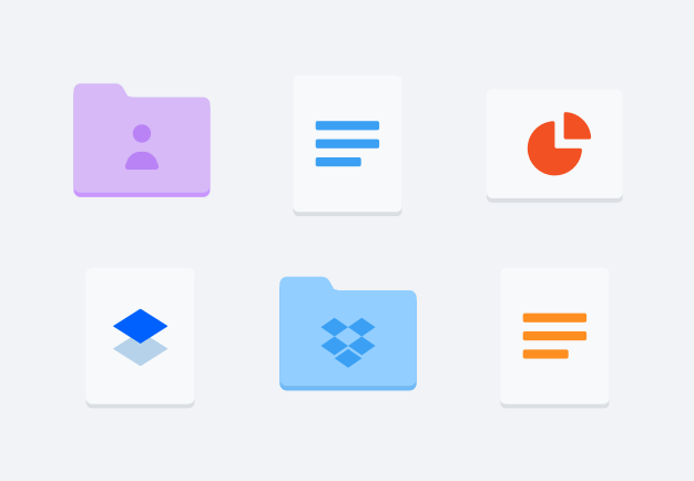 A collection of files, folders, documents, and images