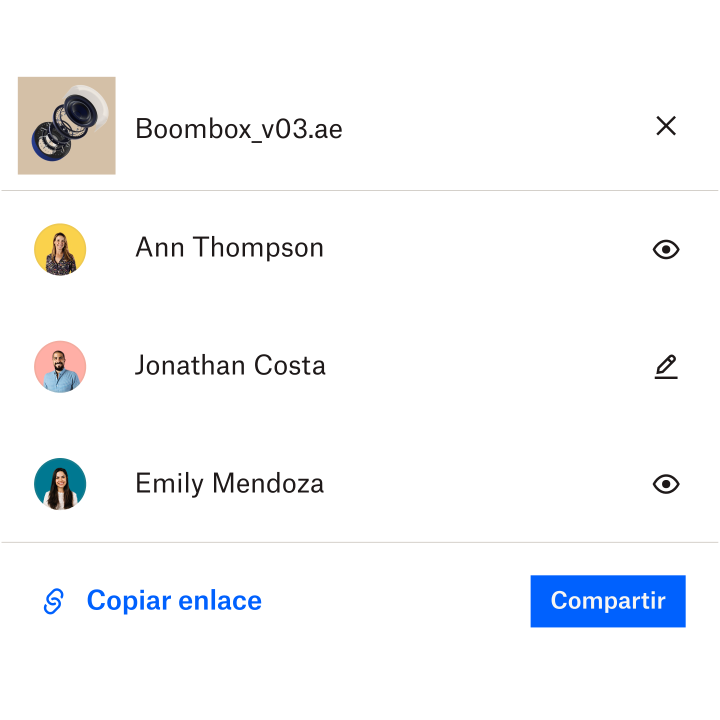 Un usuario que crea un enlace a un archivo para compartirlo online
