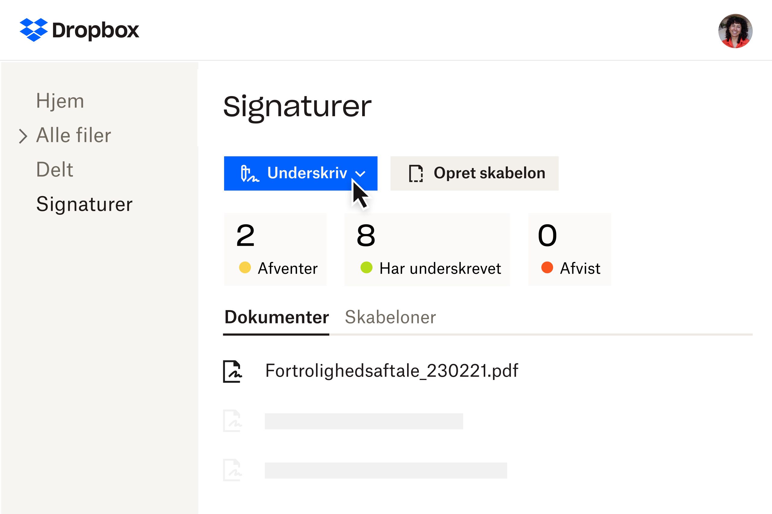 Dropbox Sign-underskriftsside