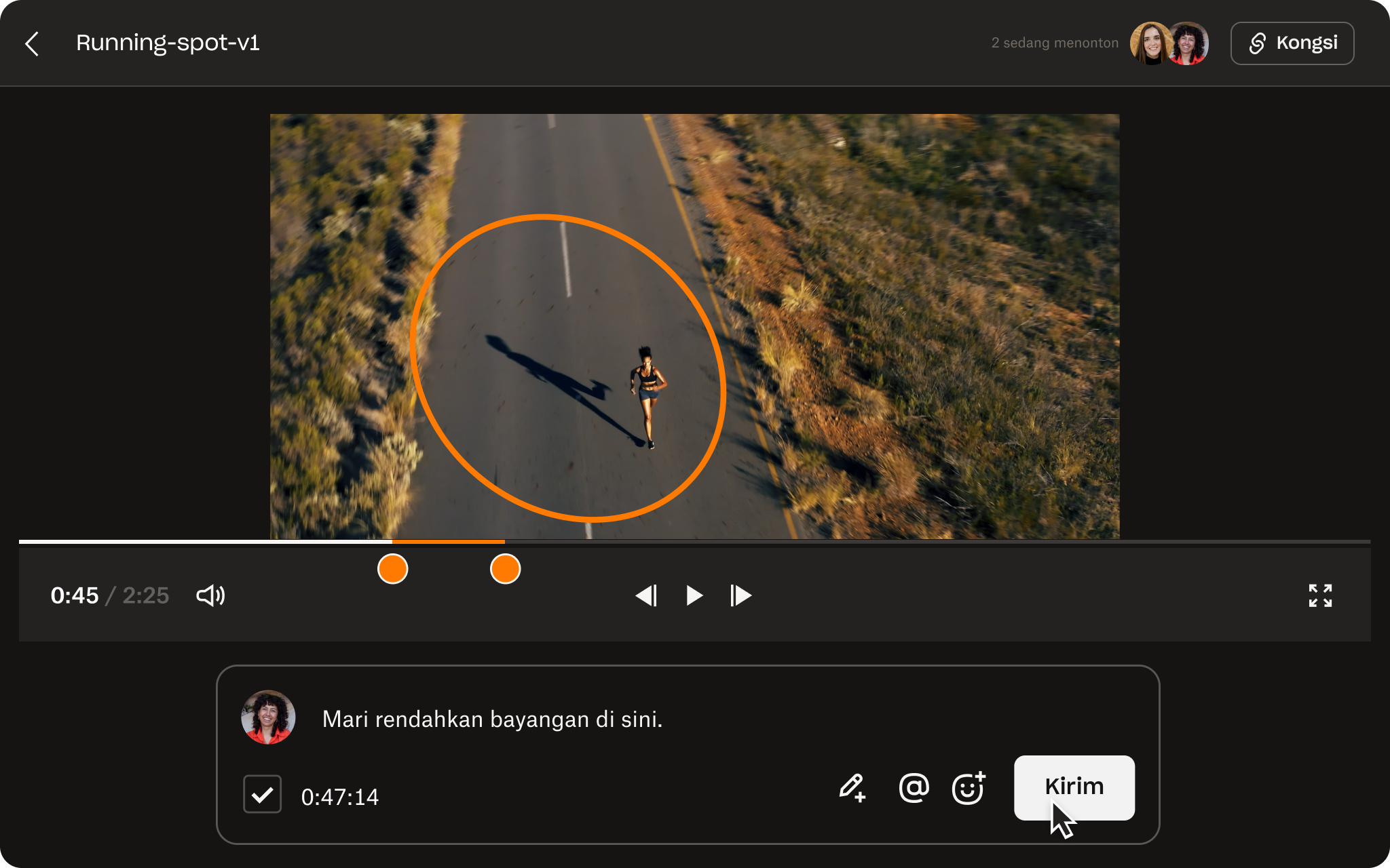 Suntingan dan komen video ditinggalkan dalam editor Replay.